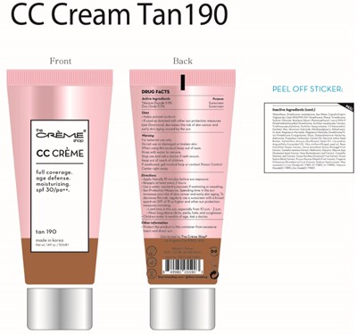 50ml Ndc: 81123-308 (Cc Cream Tan190)